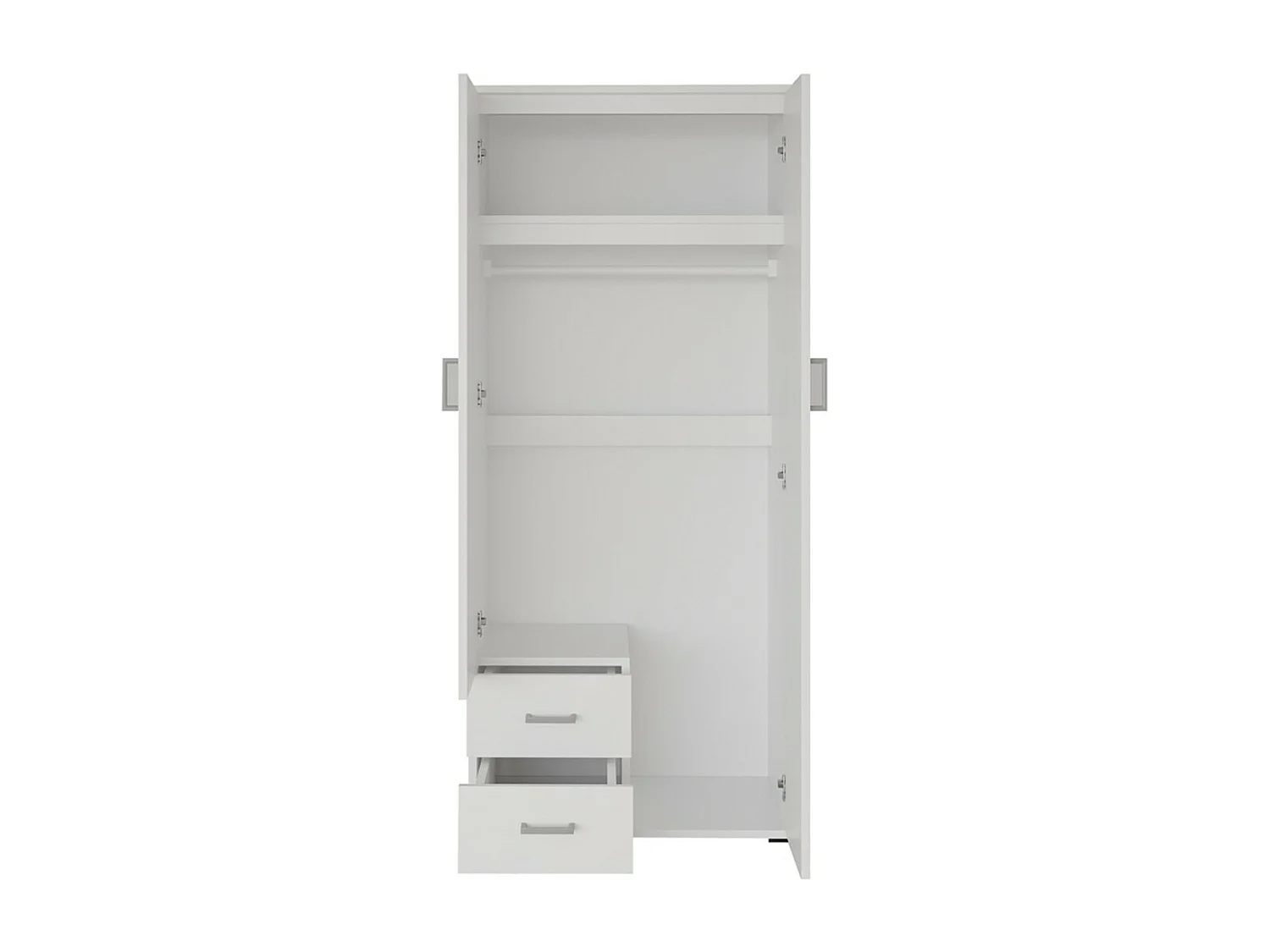 Armario de 2 puertas con espejo TOM – Dimensiones H185 x L80 x P52 cm – Color blanco – Estilo diseño