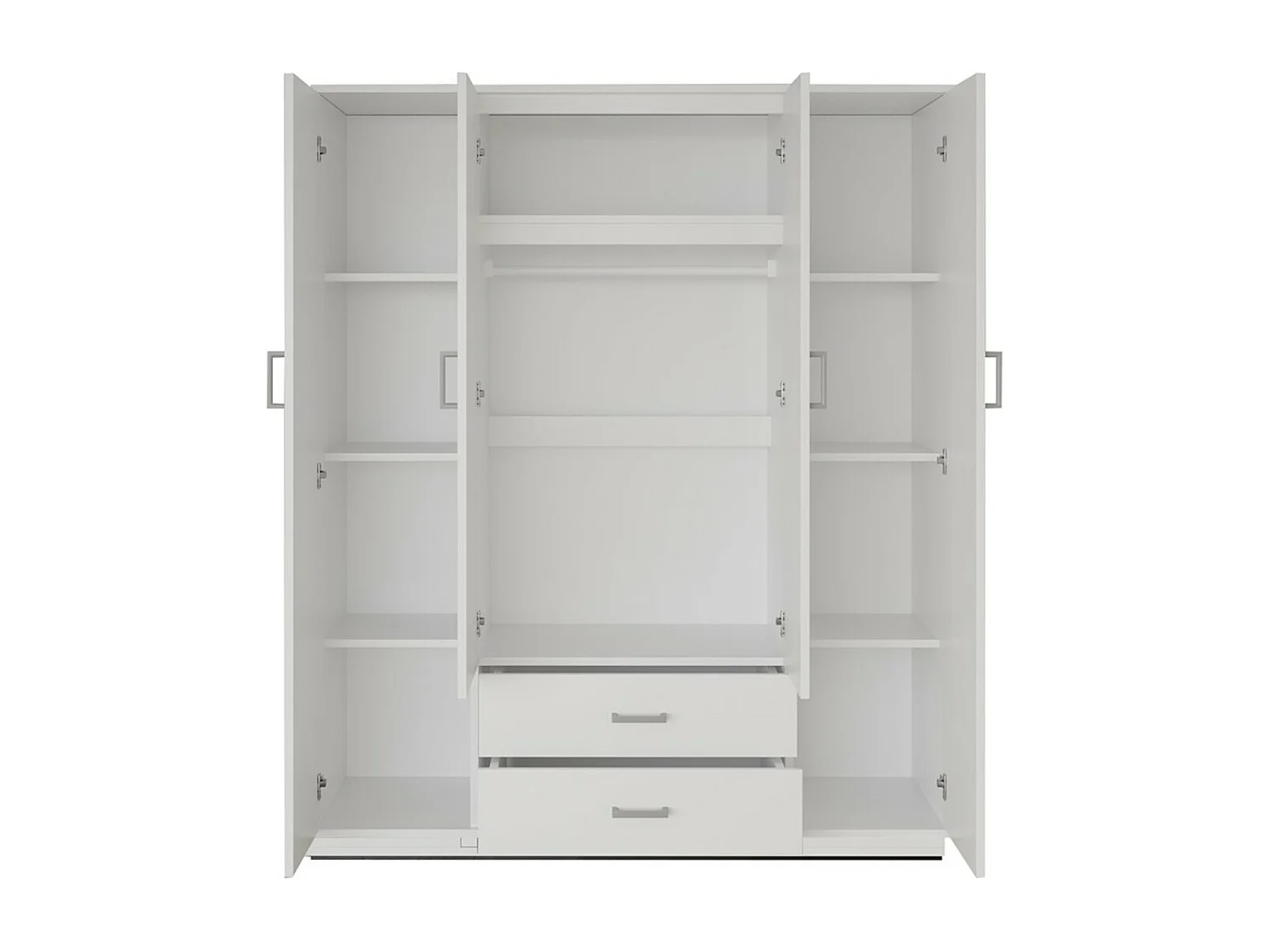 Armoire 4 portes avec 2 miroirs TOM – Dimensions H185 x L160 x P52 cm – Coloris blanc – Style design