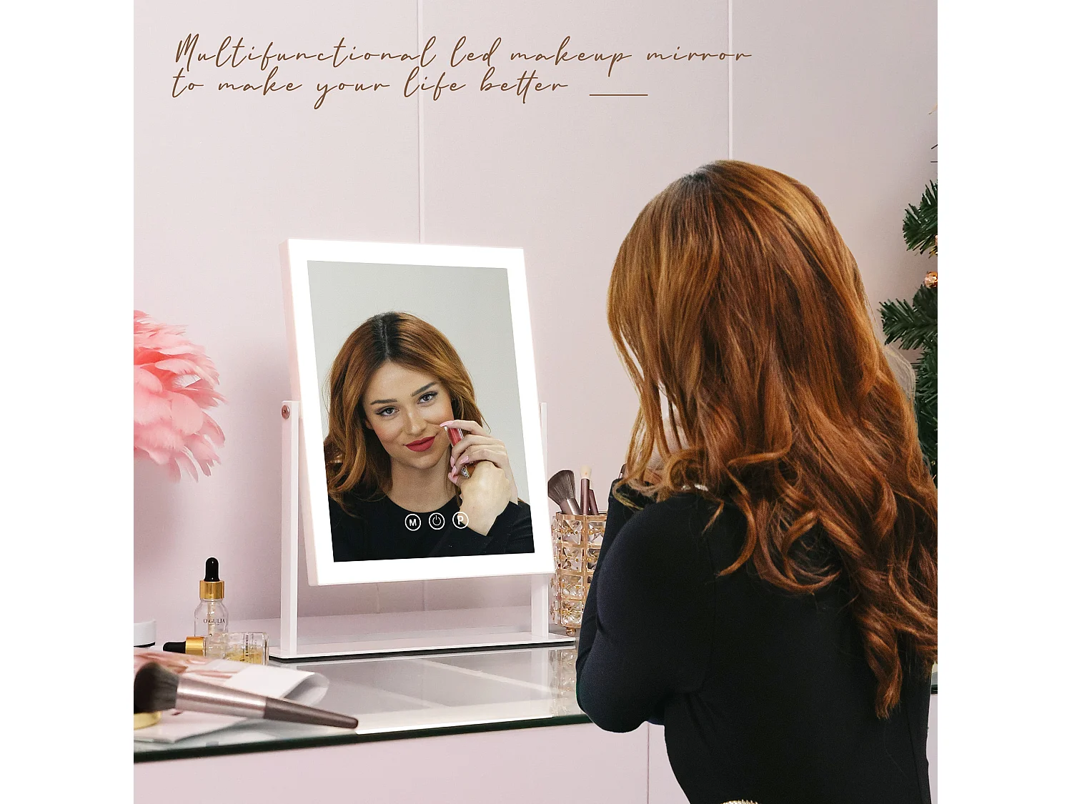 Miroir de maquillage hollywood coiffeuse avec lumière 25x30cm - Bande de LED