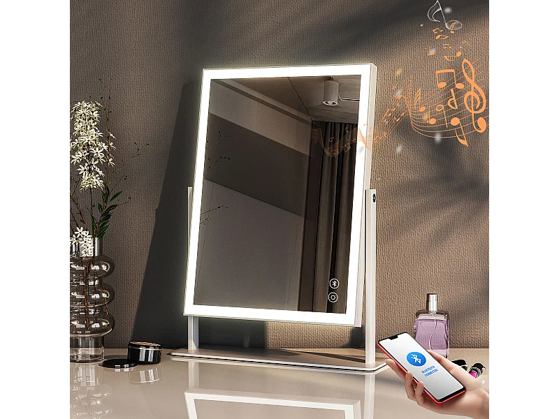 Miroir de maquillage hollywood coiffeuse avec lumière 30x41cm - Bande de LED - Bluetooth