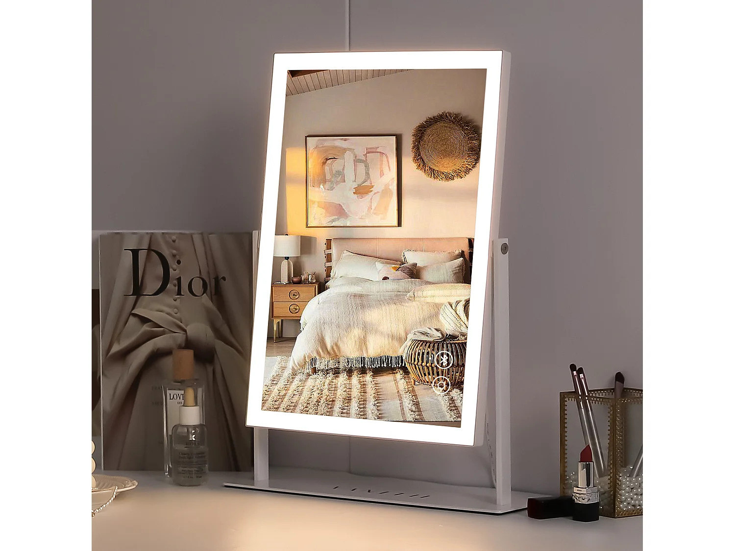 Miroir de maquillage hollywood coiffeuse avec lumière 30x41cm - Bande de LED - Bluetooth