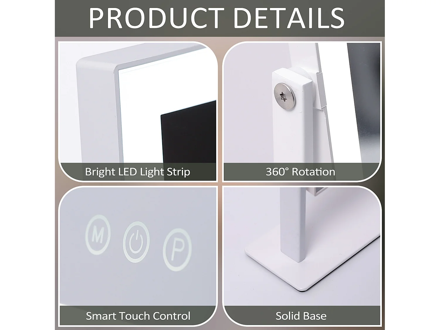 Miroir de maquillage hollywood coiffeuse avec lumière 30x41cm - Bande de LED