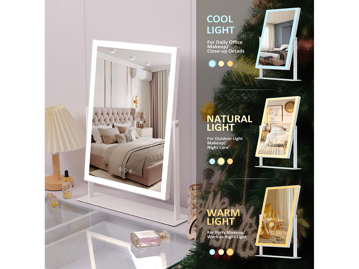 Miroir de maquillage hollywood coiffeuse avec lumière 30x41cm - Bande de LED