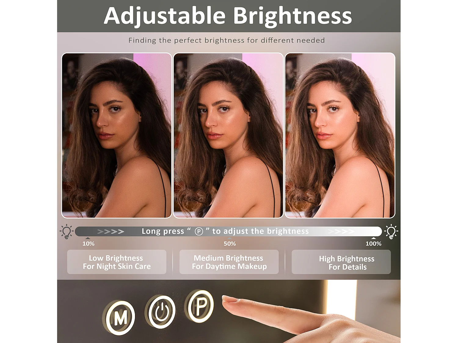 Miroir de maquillage hollywood coiffeuse avec lumière 30x41cm - Bande de LED