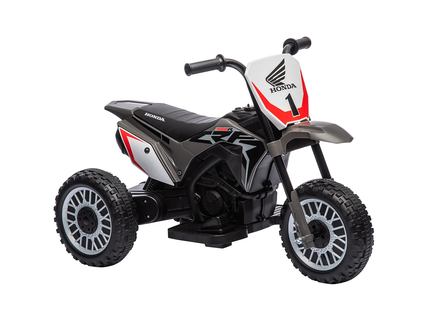 Moto Cross électrique enfant 3 roues licence officielle Honda CRF 450 R V. max. 3 Km/h fonctions sonores gris