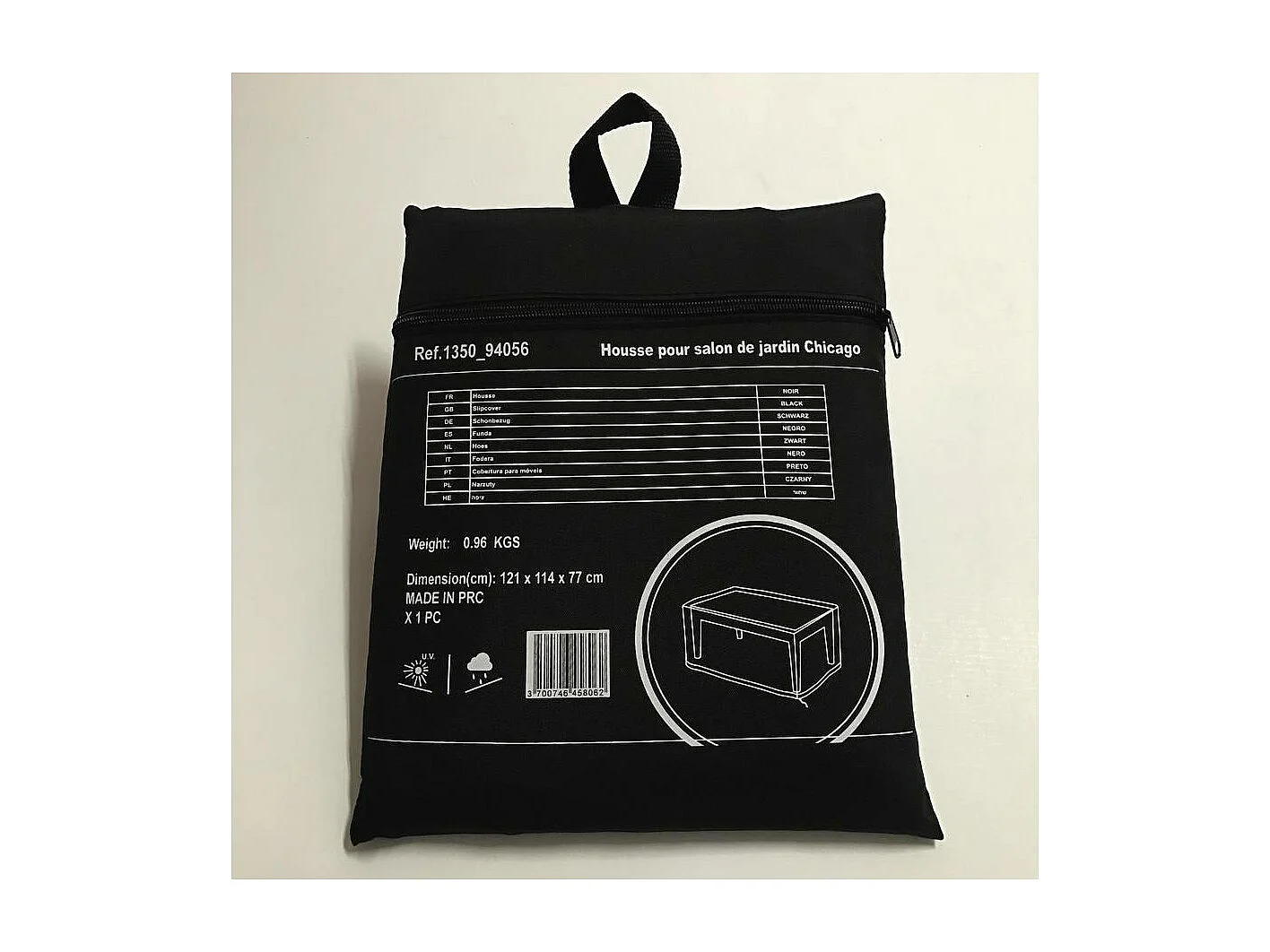 Housse de protection pour salon de jardin - 121 x 114 x 77 cm - Noir