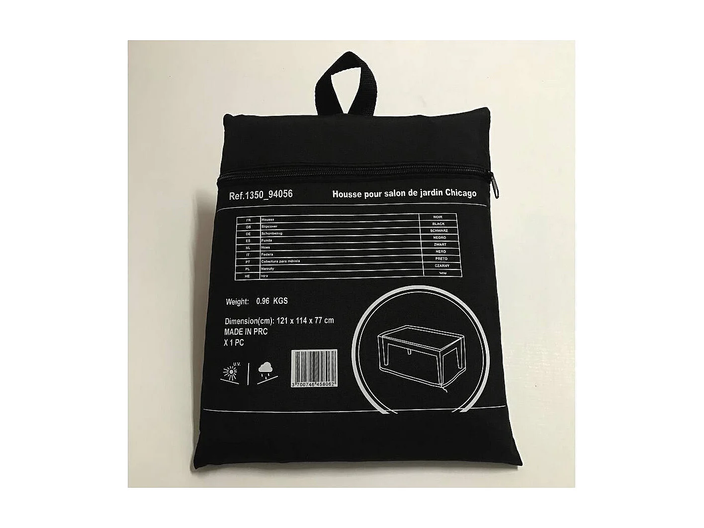 Housse de protection pour salon de jardin - 121 x 114 x 77 cm - Noir