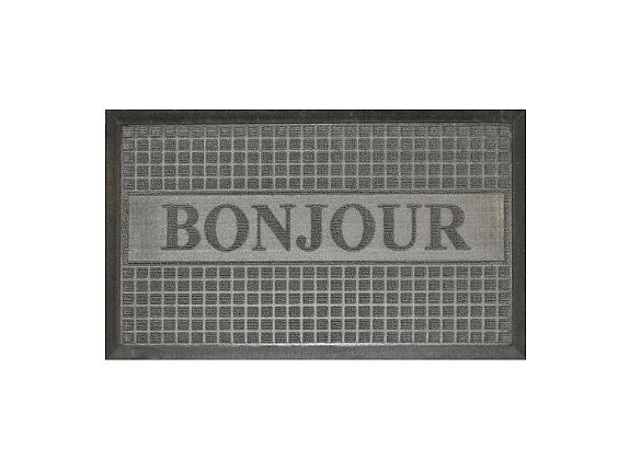 Tapis d'Entrée "Bonjour" 45x75cm Gris