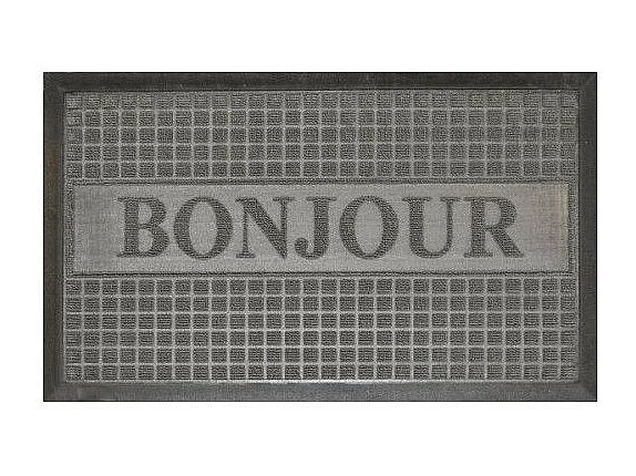 Tapis d'Entrée "Bonjour" 45x75cm Gris