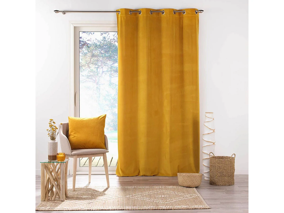 Coussin Déco "Velouriane" 50x50cm Ocre