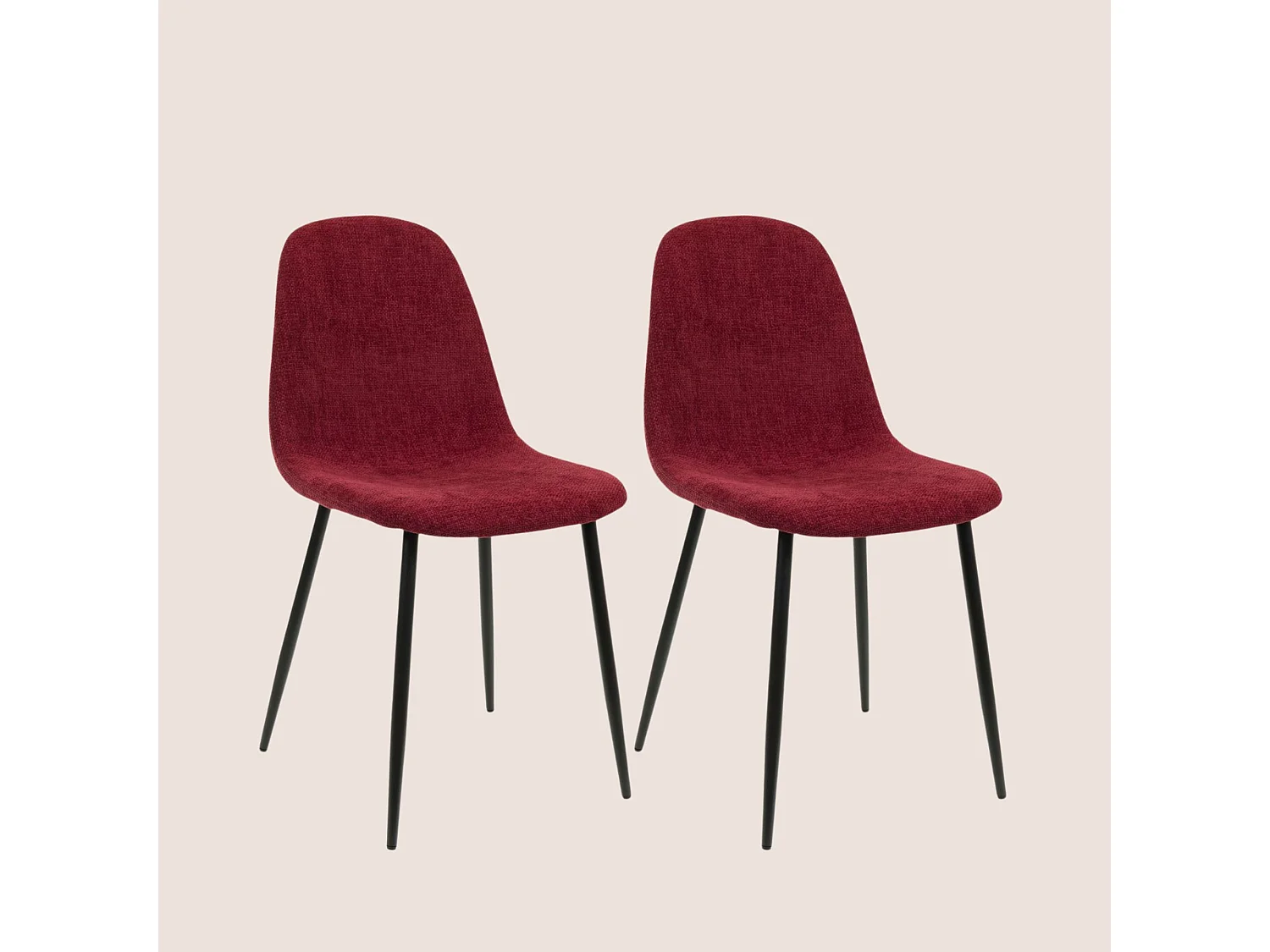 Chaises avec pieds en métal et assises en tissu (lot de 2) - ZELIE