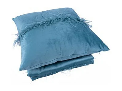 Ensemble Coussin & Plaid "Palmira" 130x170cm Bleu