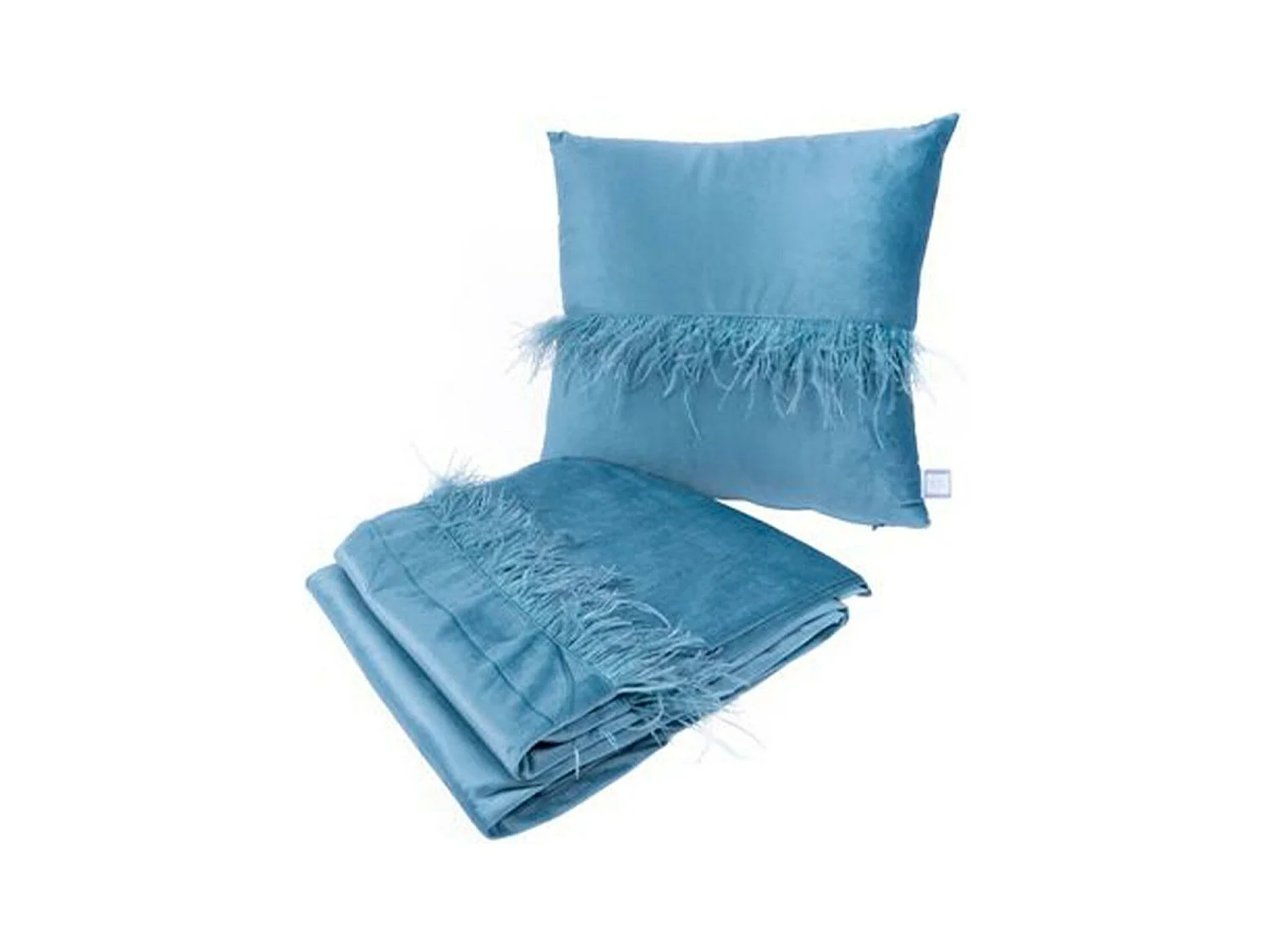 Ensemble Coussin & Plaid "Palmira" 130x170cm Bleu