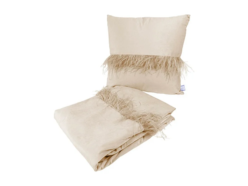 Ensemble Coussin & Plaid "Palmira" 130x170cm Champagne