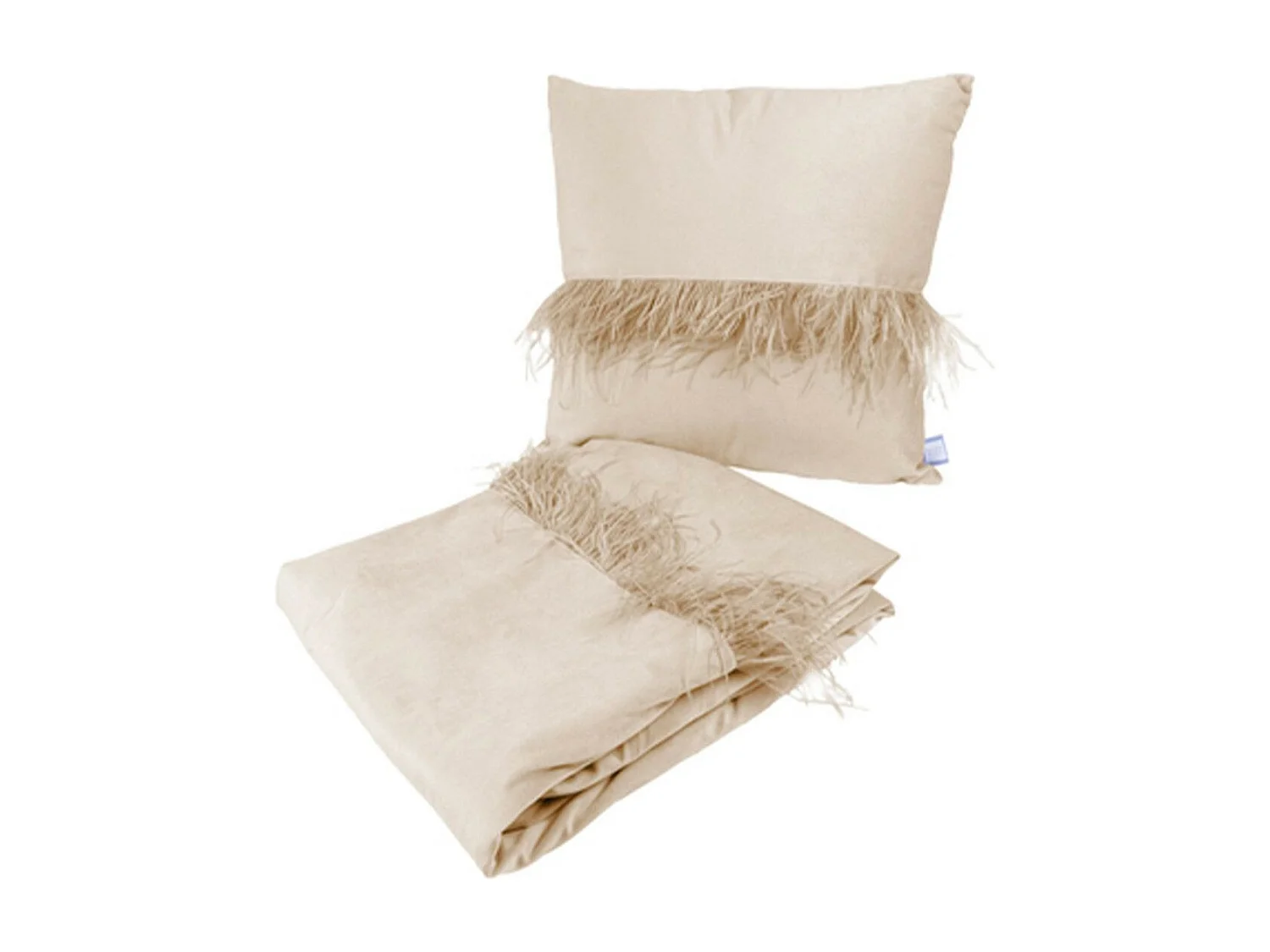 Ensemble Coussin & Plaid "Palmira" 130x170cm Champagne