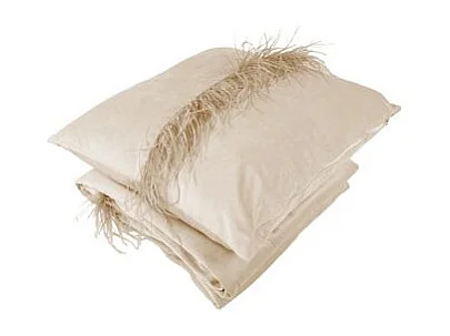 Ensemble Coussin & Plaid "Palmira" 130x170cm Champagne