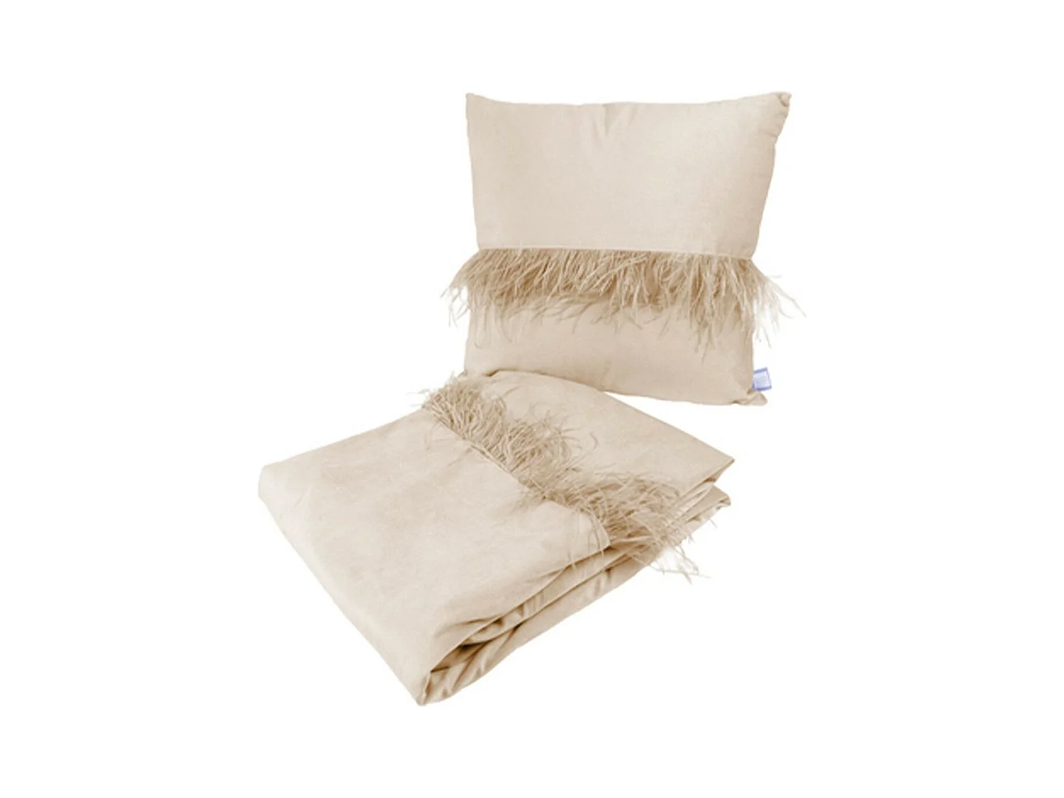 Ensemble Coussin & Plaid "Palmira" 130x170cm Champagne