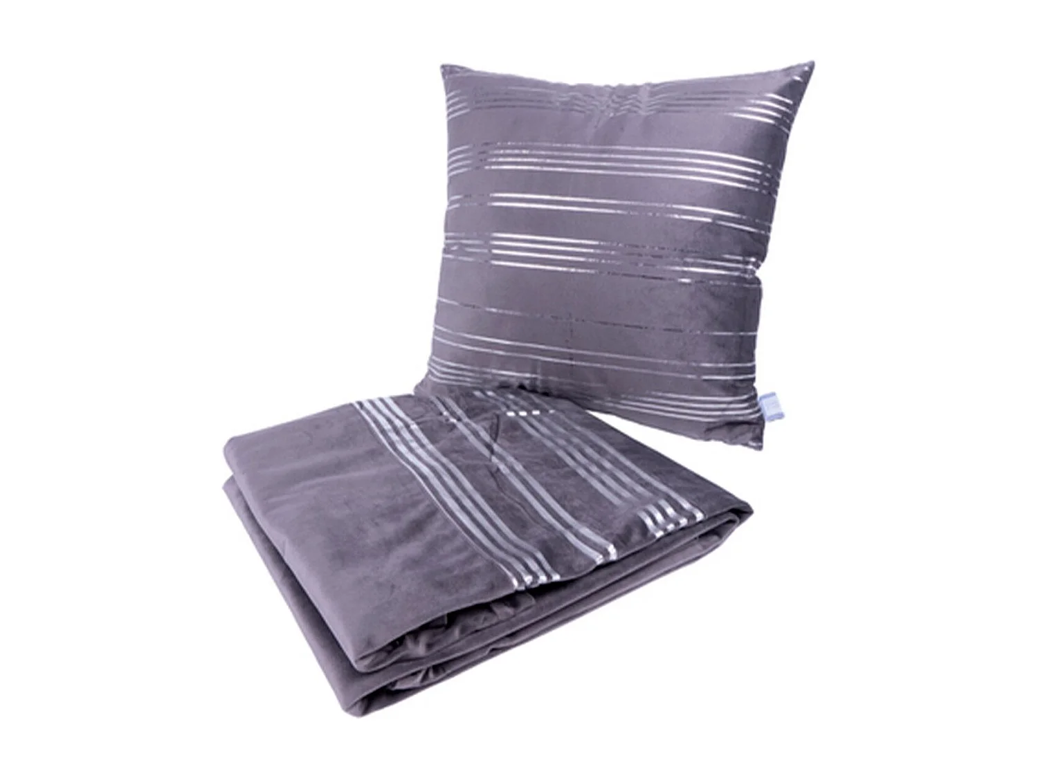 Ensemble Coussin & Plaid "Prisma III" 130x170cm Gris