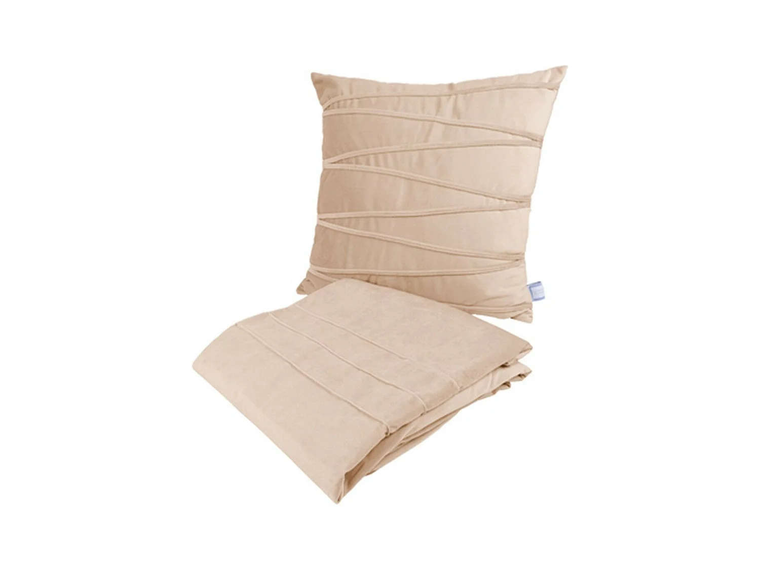 Ensemble Coussin & Plaid "Paulina" 130x170cm Champagne