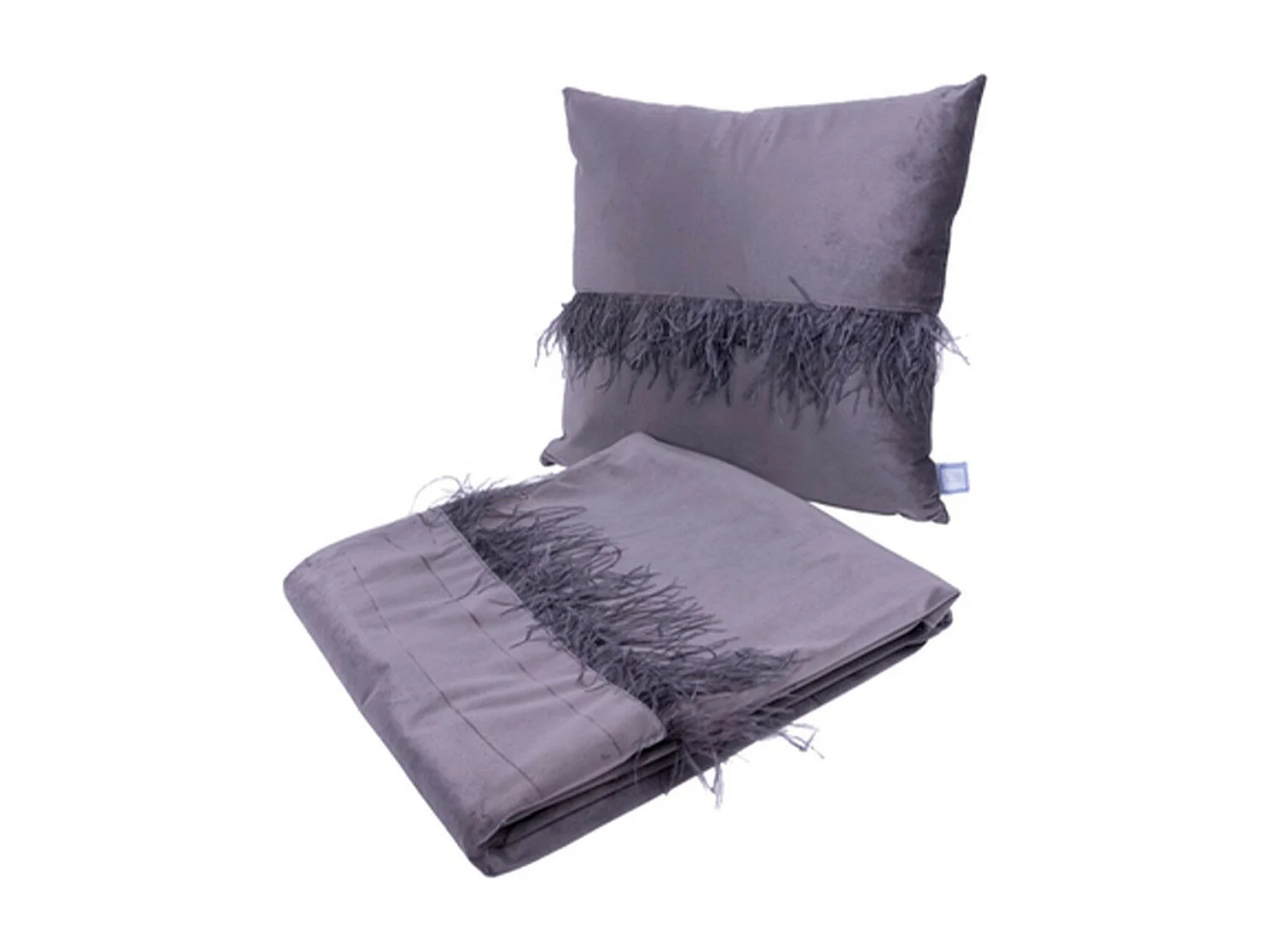 Ensemble Coussin & Plaid "Palmira" 130x170cm Gris Graphite