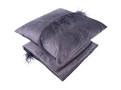 Ensemble Coussin & Plaid "Palmira" 130x170cm Gris Graphite