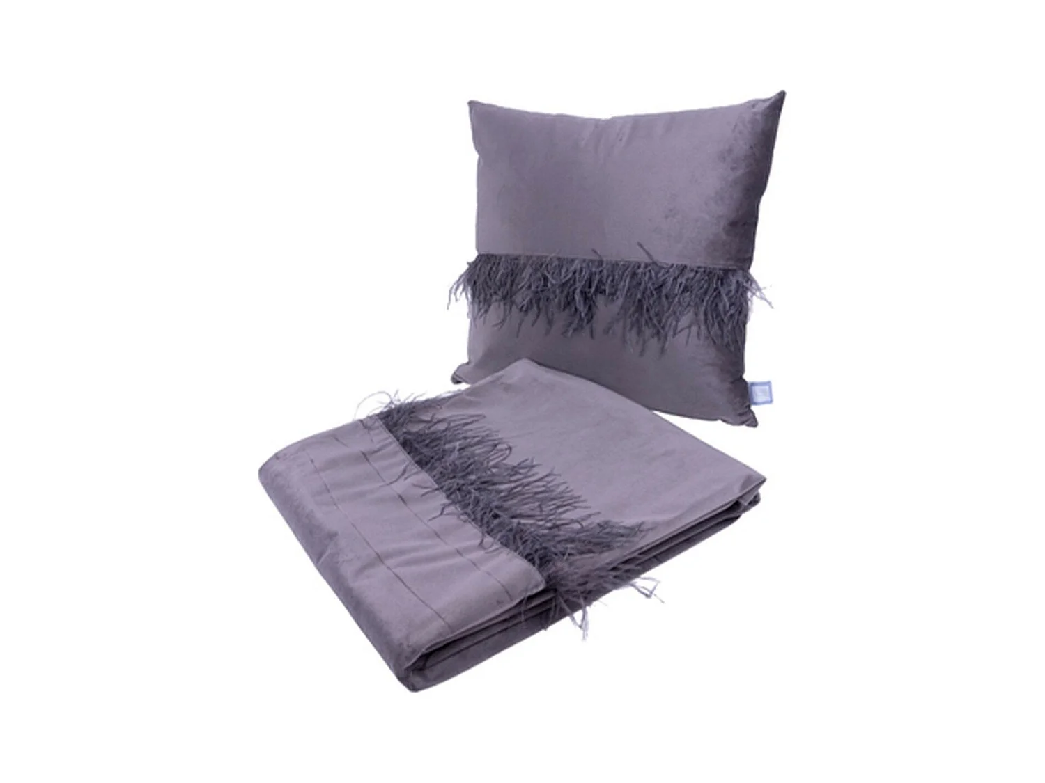 Ensemble Coussin & Plaid "Palmira" 130x170cm Gris Graphite