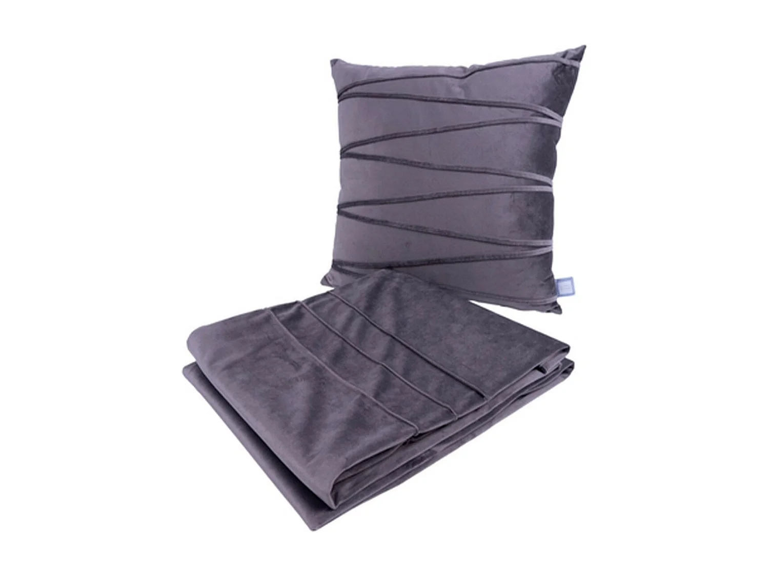 Ensemble Coussin & Plaid "Paulina" 130x170cm Gris Graphite