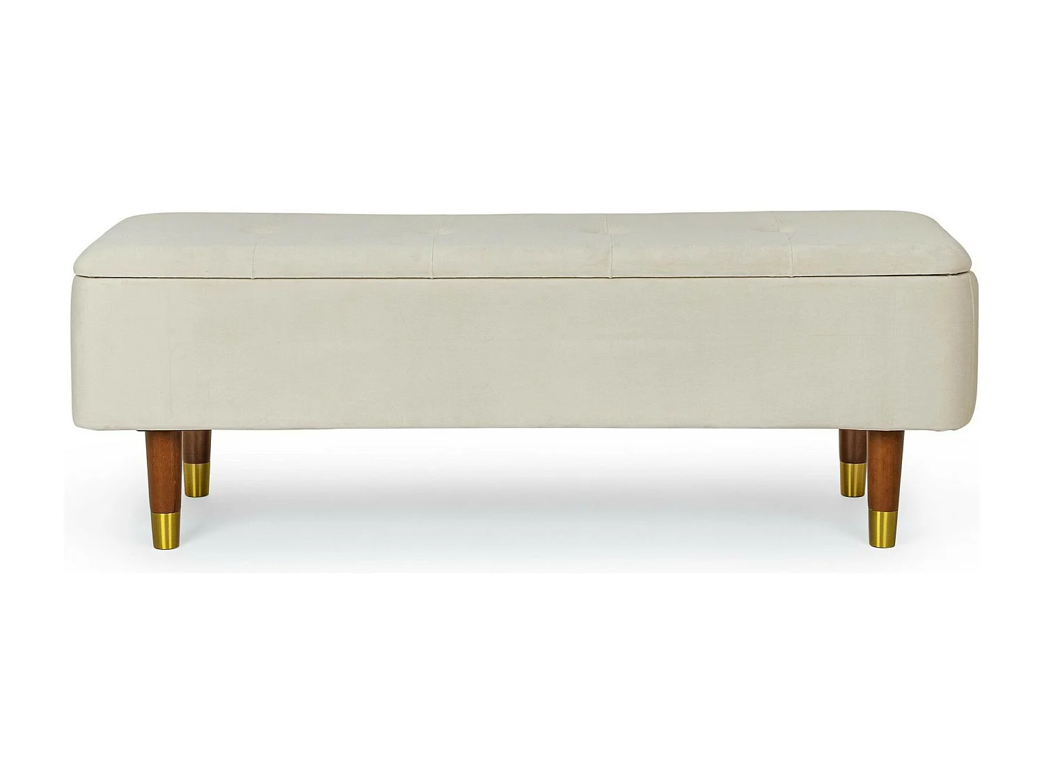 Banc coffre 2 places en velours et piétement en bois - RIKA