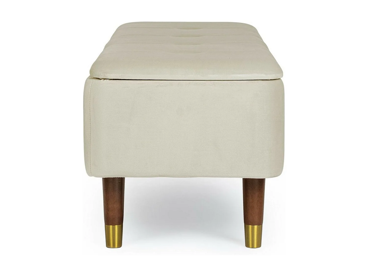 Banc coffre 2 places en velours et piétement en bois - RIKA