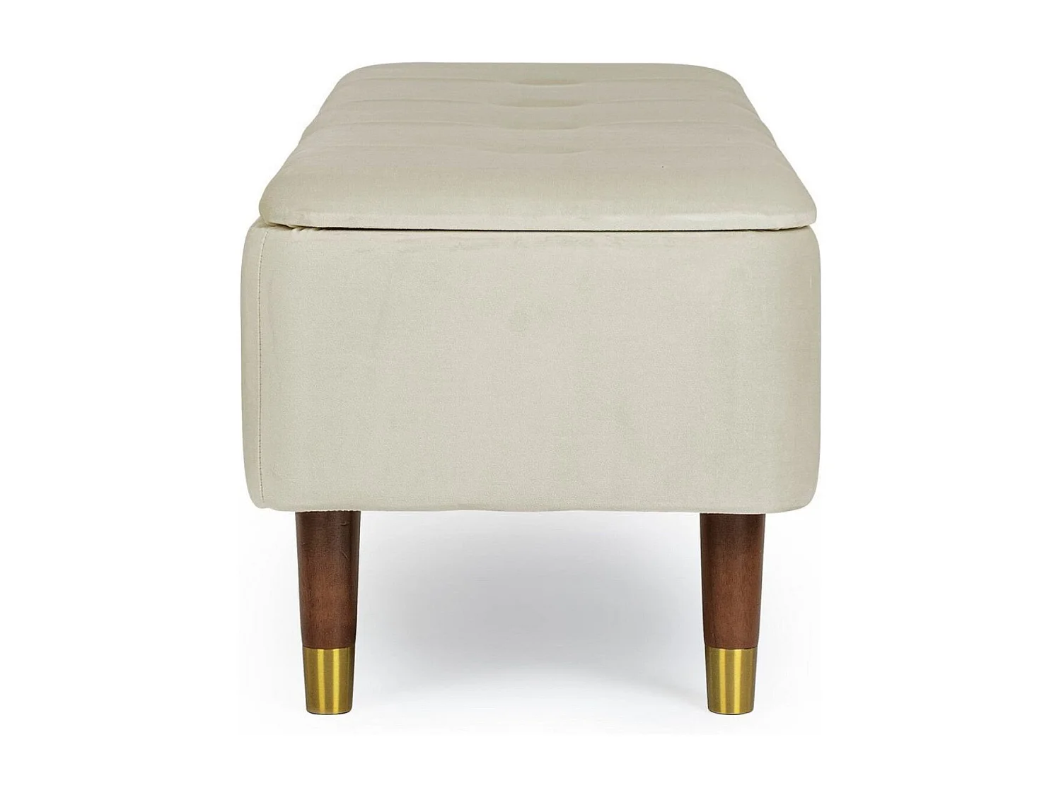 Banc coffre 2 places en velours et piétement en bois - RIKA