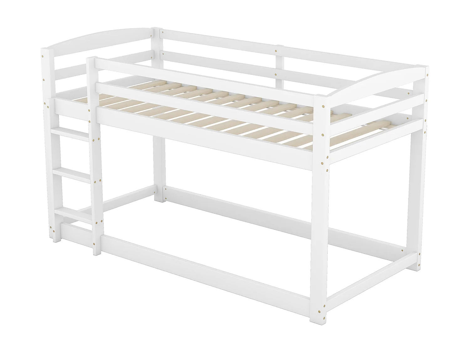 Letto a castello per bambini e ragazzi, struttura in legno massello, facile da montare, 90x200cm, bianco