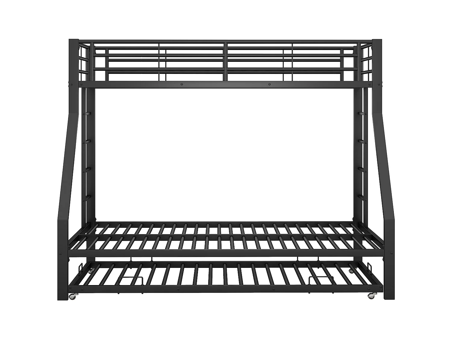 Stapelbed, metalen uitschuifbed, met ladder aan beide zijden voor kinderen, tieners en volwassenen, eenvoudig te monteren, 90(140)x200cm, zwart