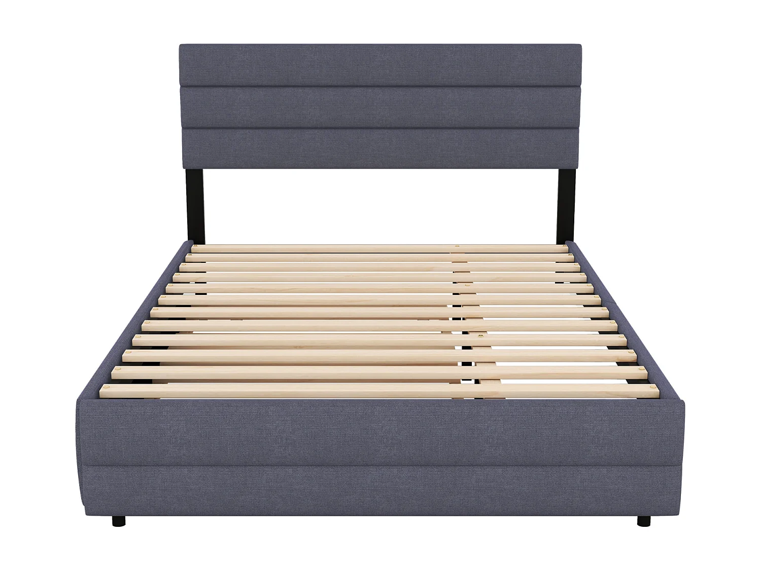 Lit gigogne pour adulte et enfant 140 x 200cm & 90 x 190cm avec broche pour deux personnes et deux tiroirs, gris