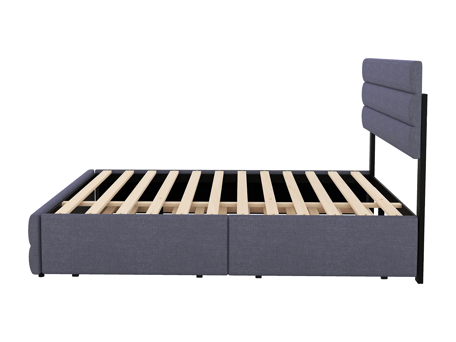 Lit gigogne pour adulte et enfant 140 x 200cm & 90 x 190cm avec broche pour deux personnes et deux tiroirs, gris