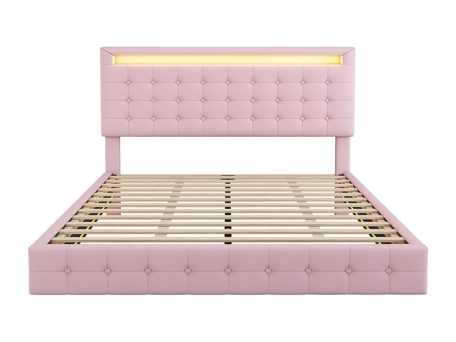 Volwassen bed 140x200cm - met LED en afstandsbediening - in imitatieleer - Roze