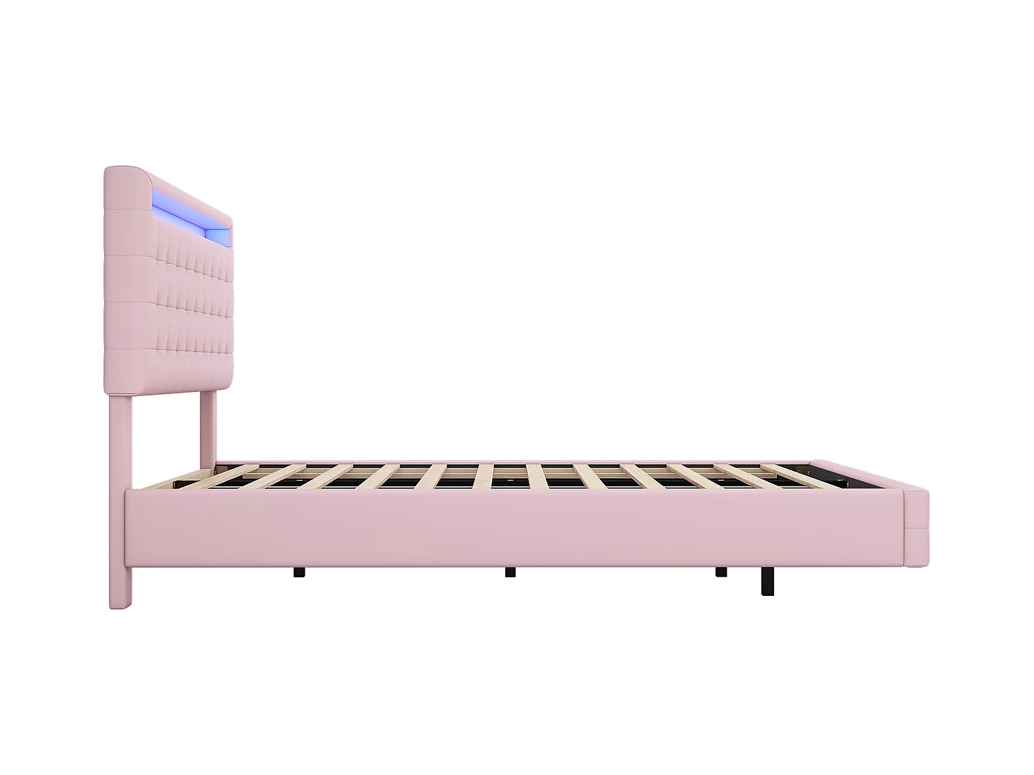 Lit adute 140x200cm - avec LED et télécommande - en similicuir - Rose