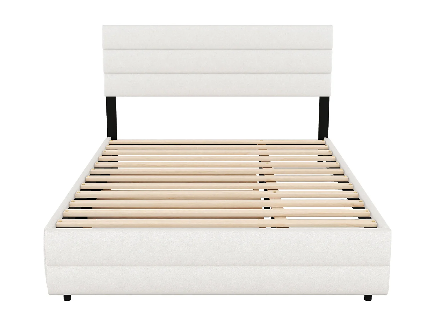Cama nido para adultos y niños 140x200cm y 90x190cm con husillo para dos personas y dos cajones, color blanco
