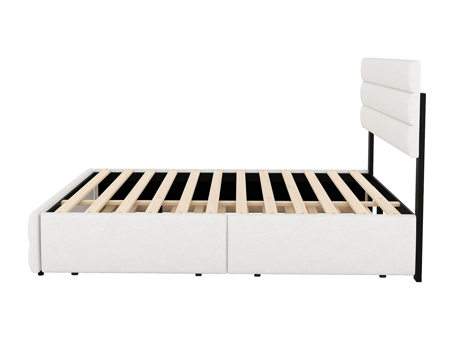 Lit gigogne pour adulte et enfant 140 x 200cm & 90 x 190cm avec broche pour deux personnes et deux tiroirs, blanc