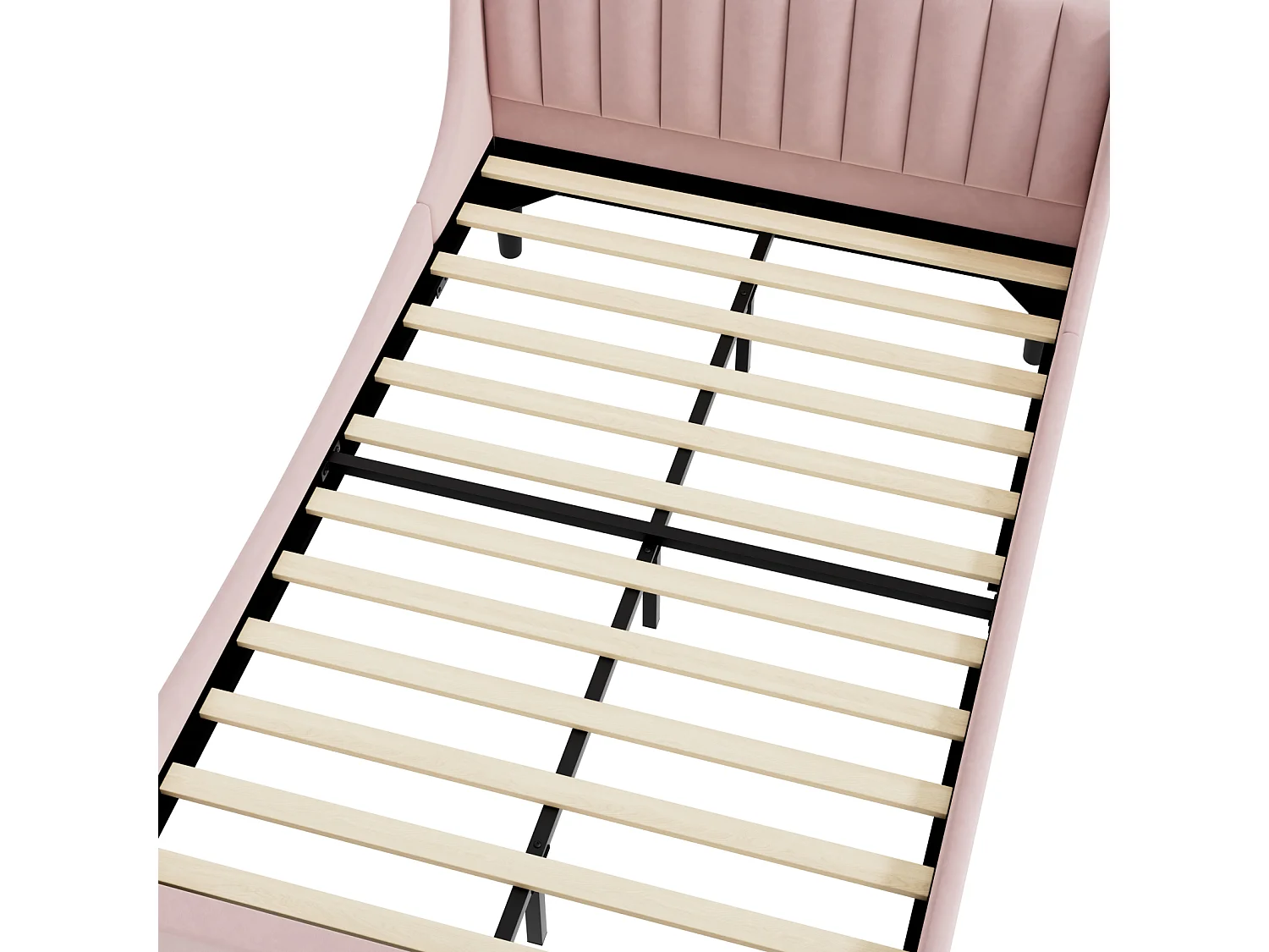 Volwassen bed 140 x 200 cm, tweepersoonsbed, gestoffeerd bed met lattenbodem, tienerbed, fluweel, roze