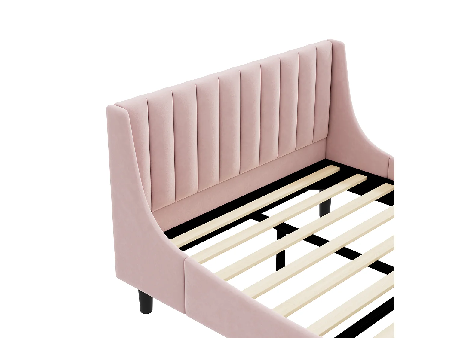Volwassen bed 140 x 200 cm, tweepersoonsbed, gestoffeerd bed met lattenbodem, tienerbed, fluweel, roze
