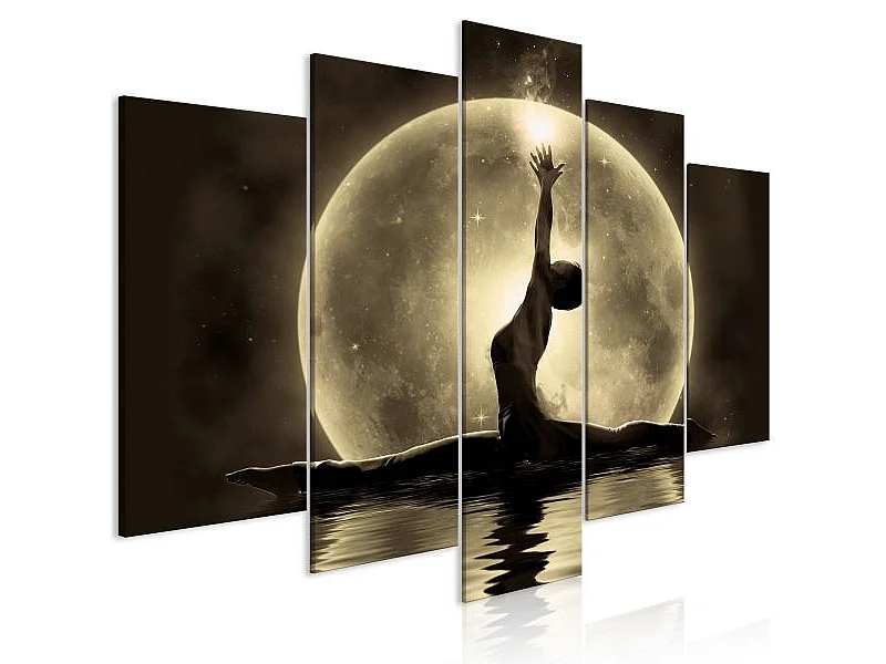 Tableau Personnages Twine (5 Parts) Wide Golden 100x50 cm