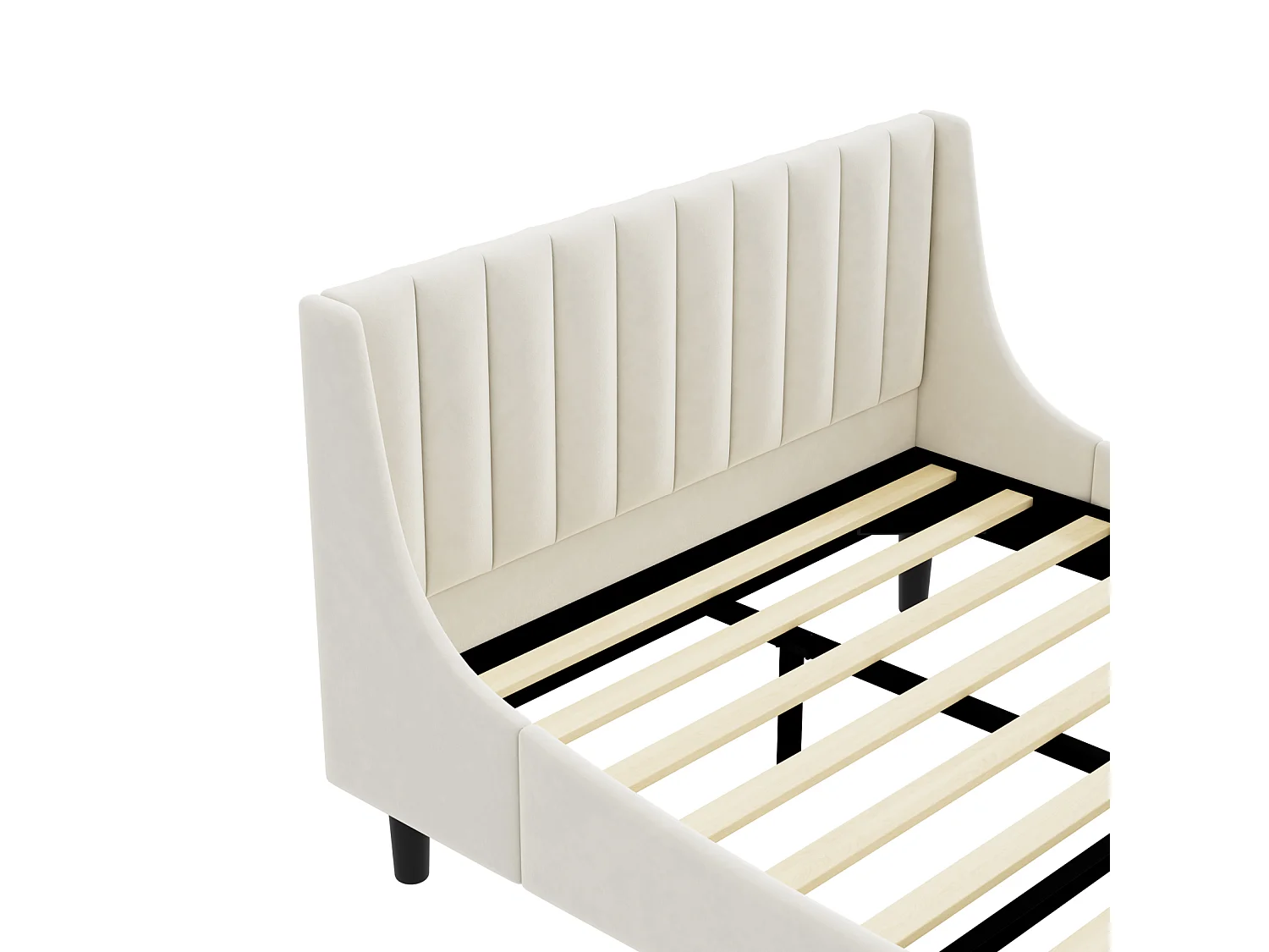 Lit adulte 140 x 200 cm, lit double, lit capitonné avec sommier à lattes, lit ado, velours, beige