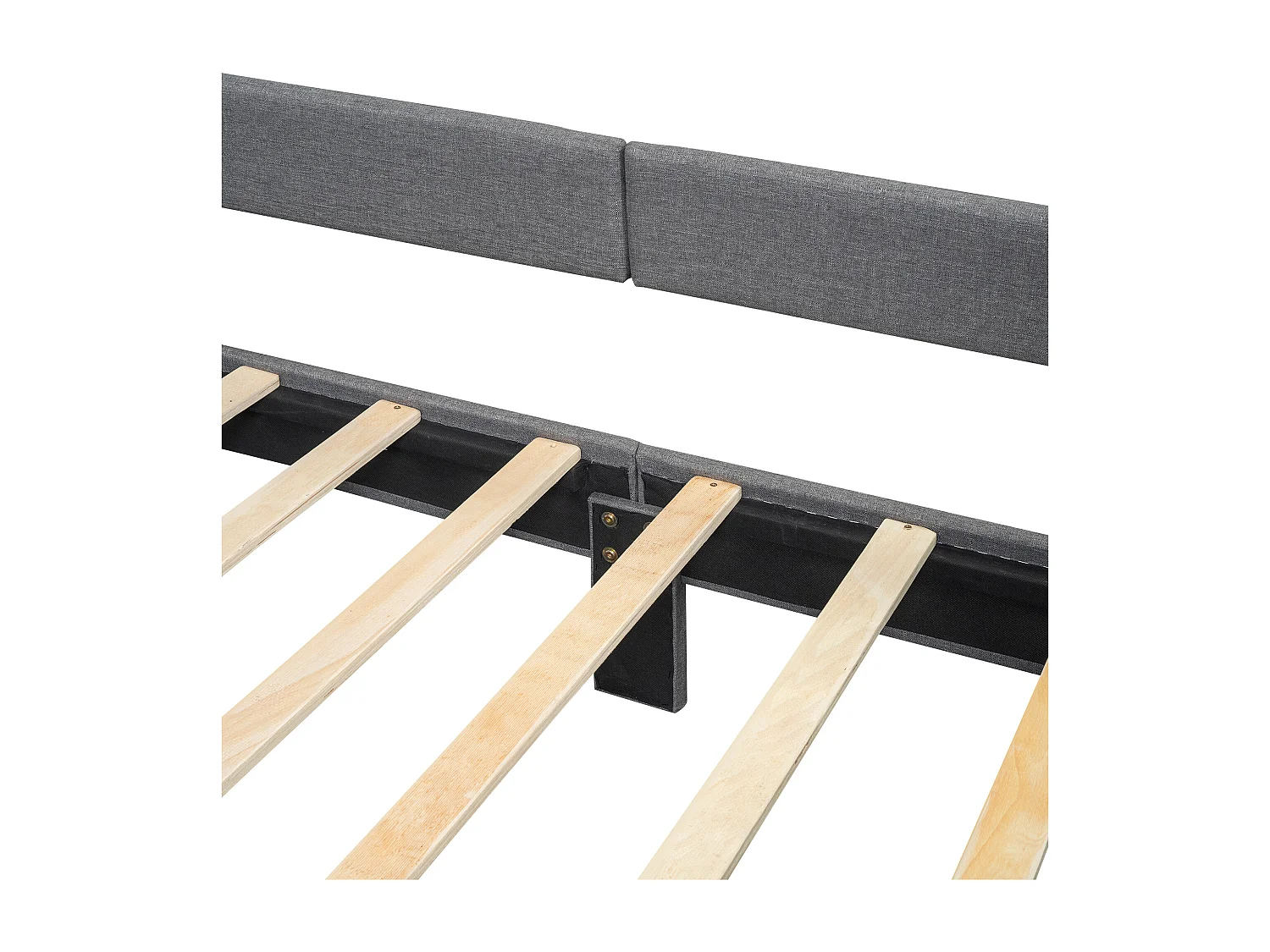 Lit simple 90x200cm , lit plat, avec port USB, lit enfant/adulte, gris