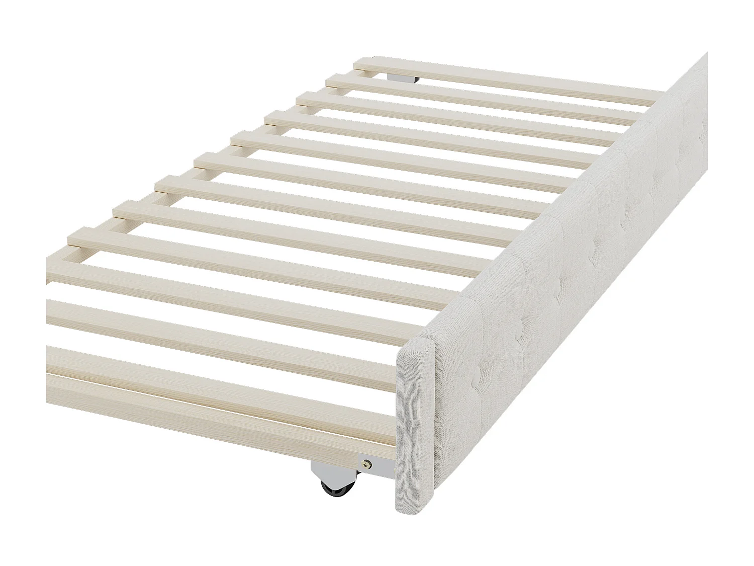 Uitschuifbed 90x200cm+90x190cm, slaapbank, deelbaar in 2 bedden, slaapbank, met lattenbodem, donkerbeige