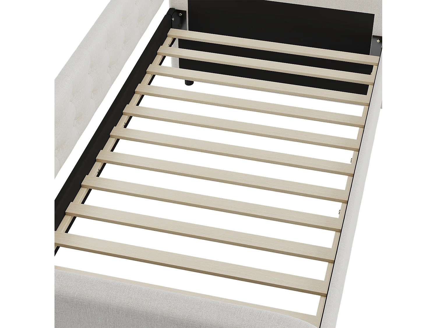 Uitschuifbed 90x200cm+90x190cm, slaapbank, deelbaar in 2 bedden, slaapbank, met lattenbodem, donkerbeige