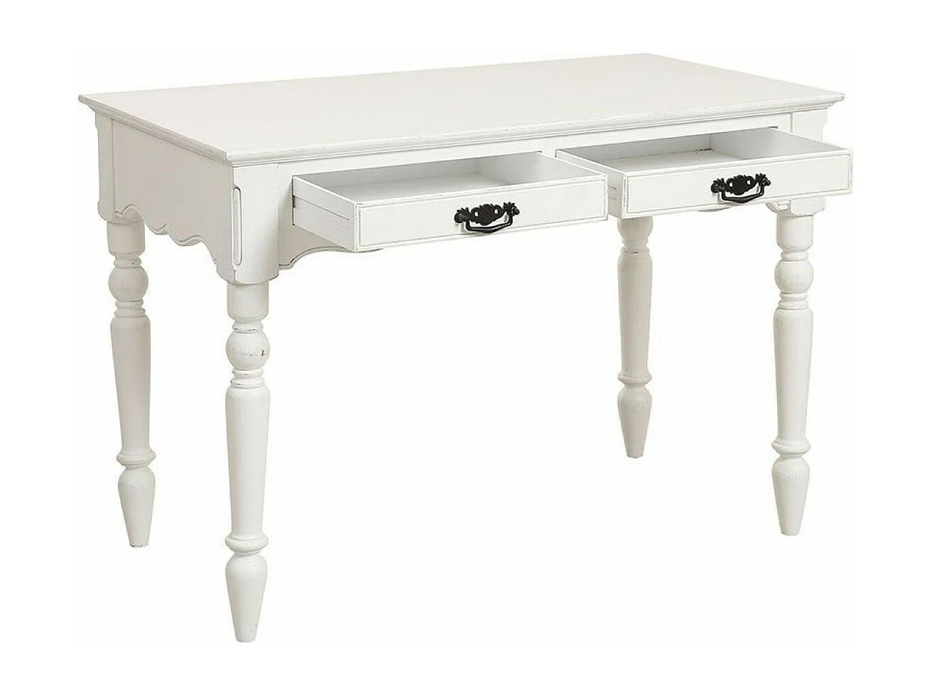 Bureau 2 tiroirs MDF Blanc - Romance Interior's