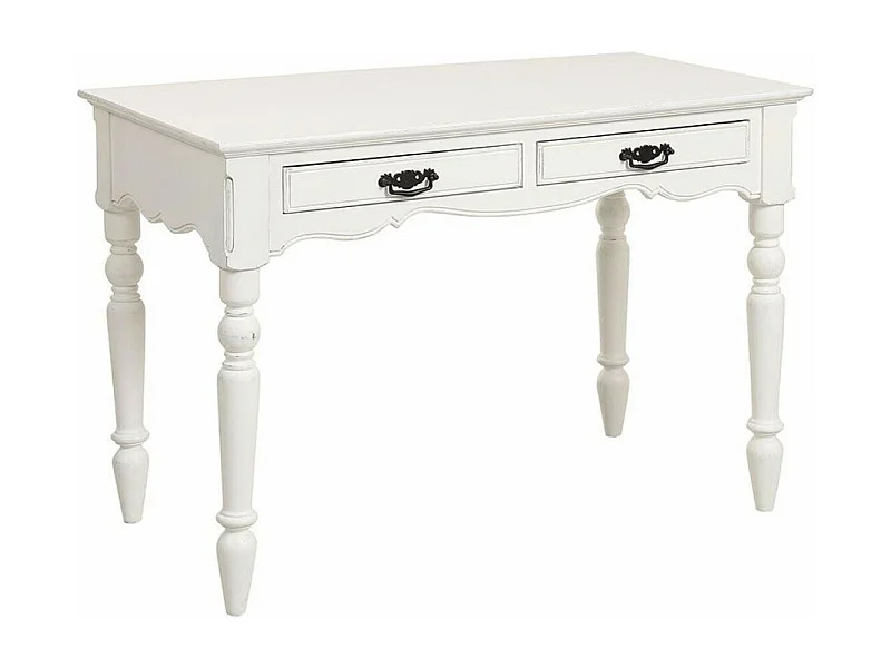 Bureau 2 tiroirs MDF Blanc - Romance Interior's