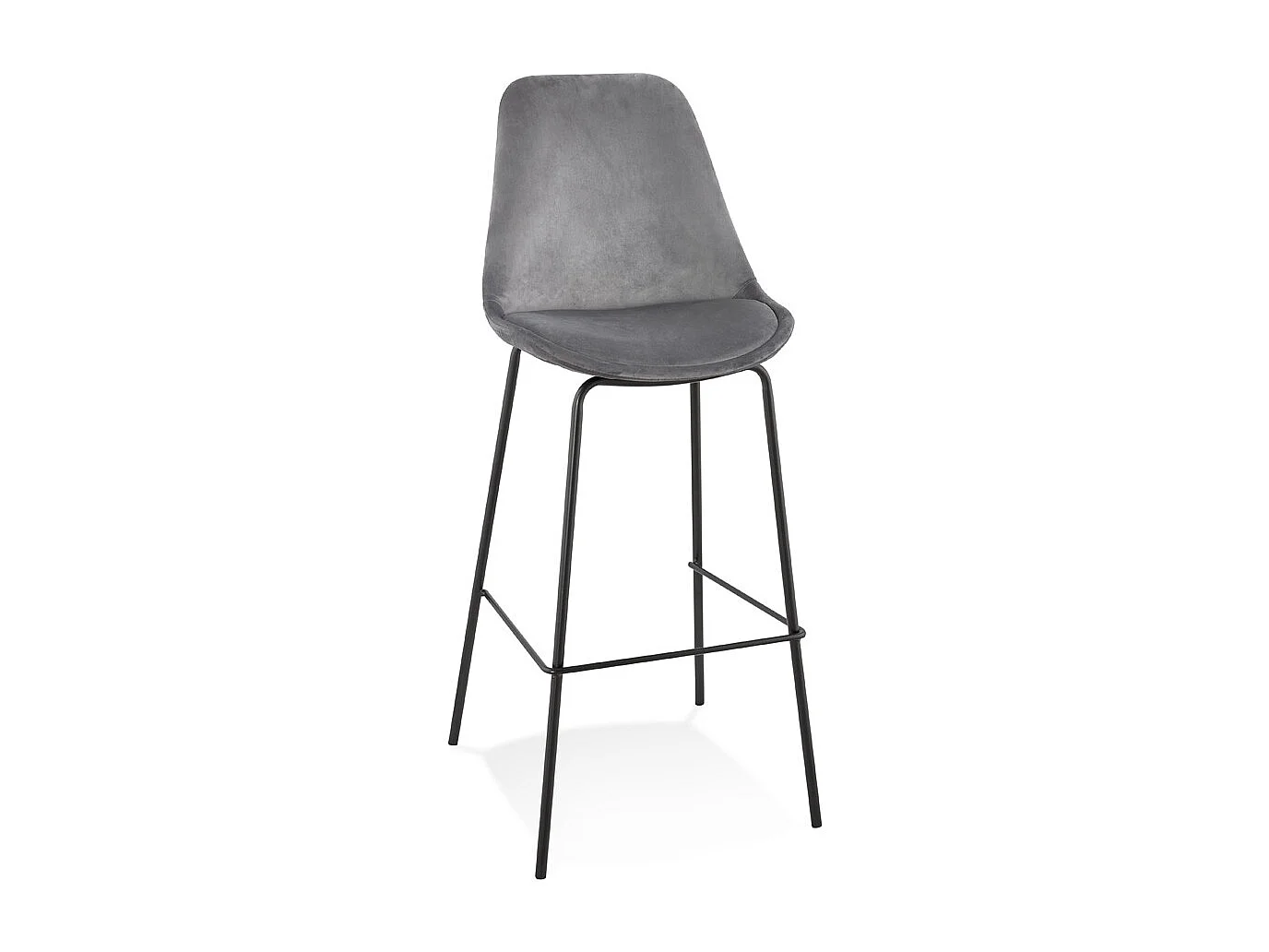 Tabouret de Bar en Velours "Lon" 115cm Gris