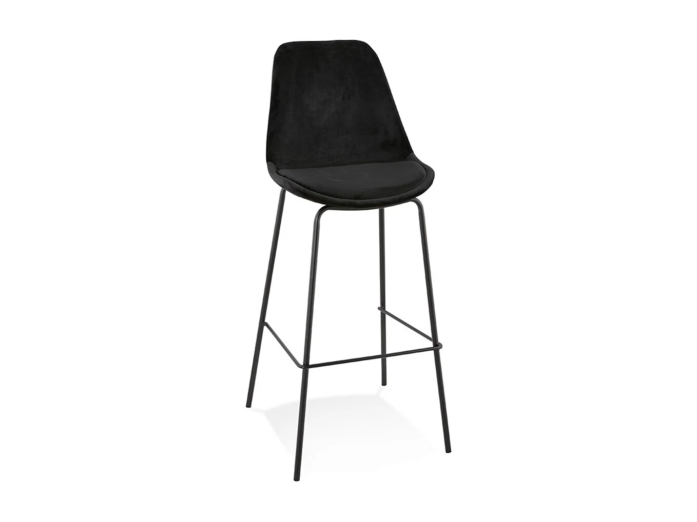 Tabouret de Bar en Velours "Lon" 115cm Noir