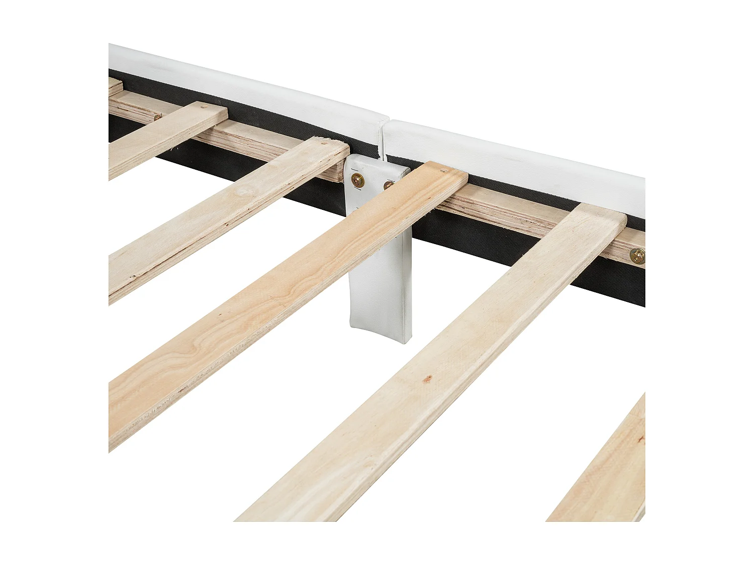 Cama estofada, 140 x 200 cm Cama de casal com estrado de ripas (sem colchão), PU, ​​estilo minimalista, branco